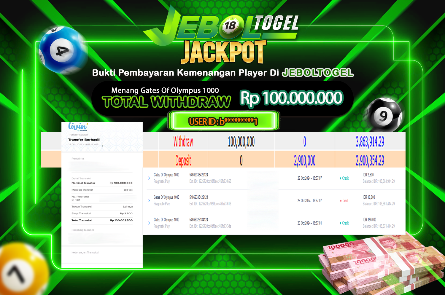 Bukti JP ( 29 Oktober  2024 ) Lunas 100,000.000, -